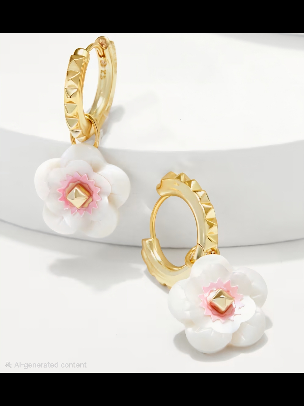 Kendra Scott Gold Hoop Earrings with White & Pink Flower Drops